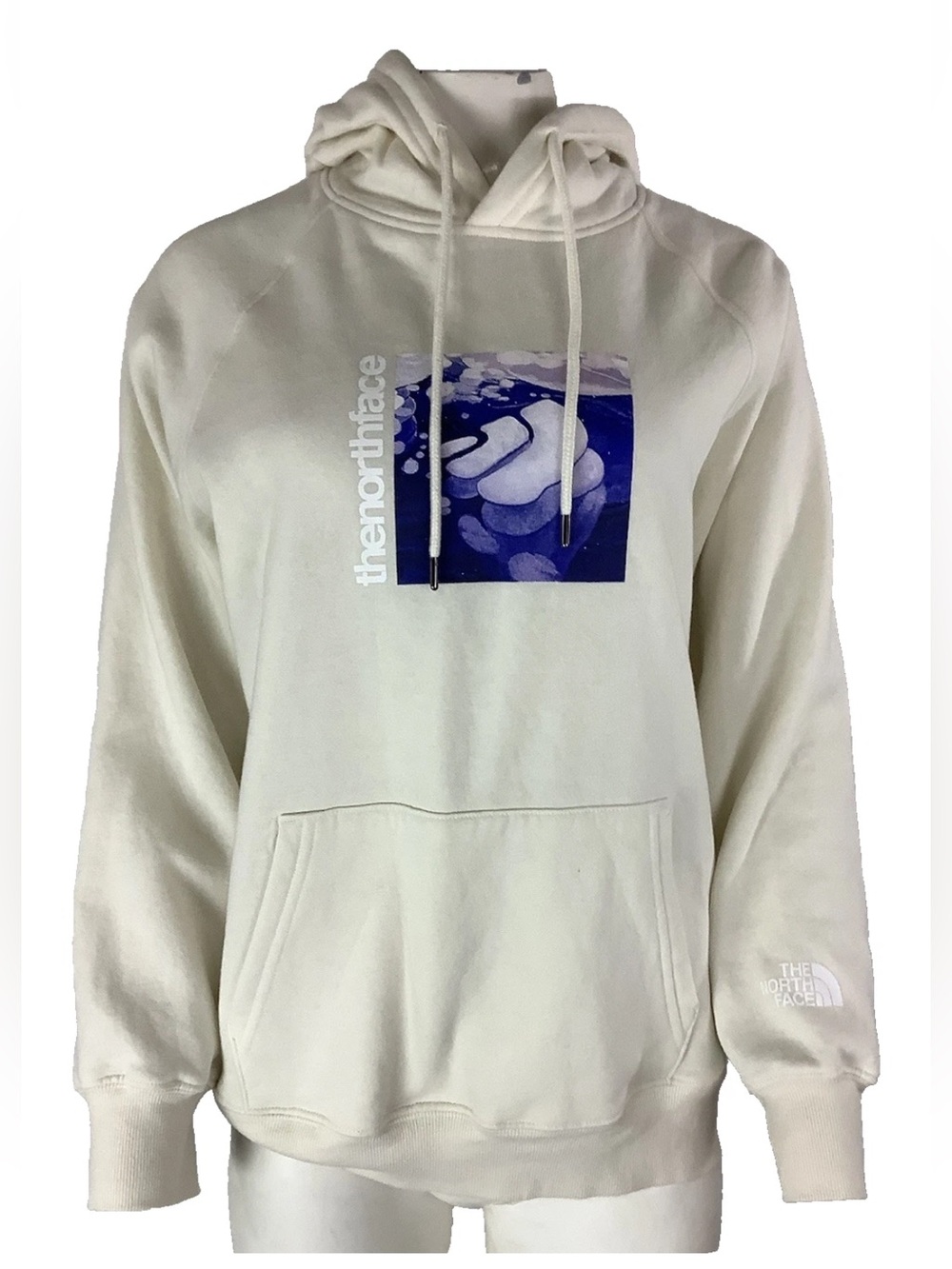 The North Face Women's Sz L Suspended Mountain Ice Print Hoodie In Cream
